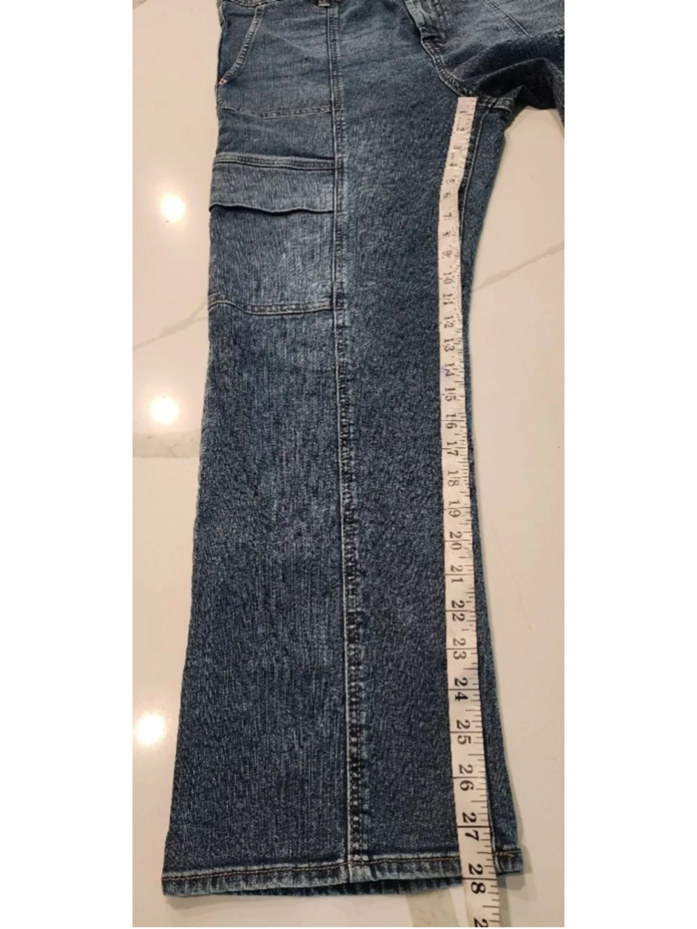 Jessica Simpson Harmony High Rise Slim Straight Cargo Jeans Size 16 Blue Denim